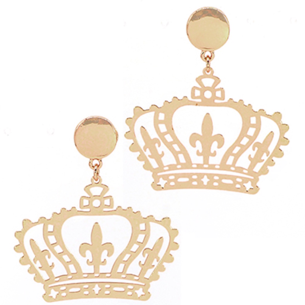 Mardi Gras Crown Filigree Earrings